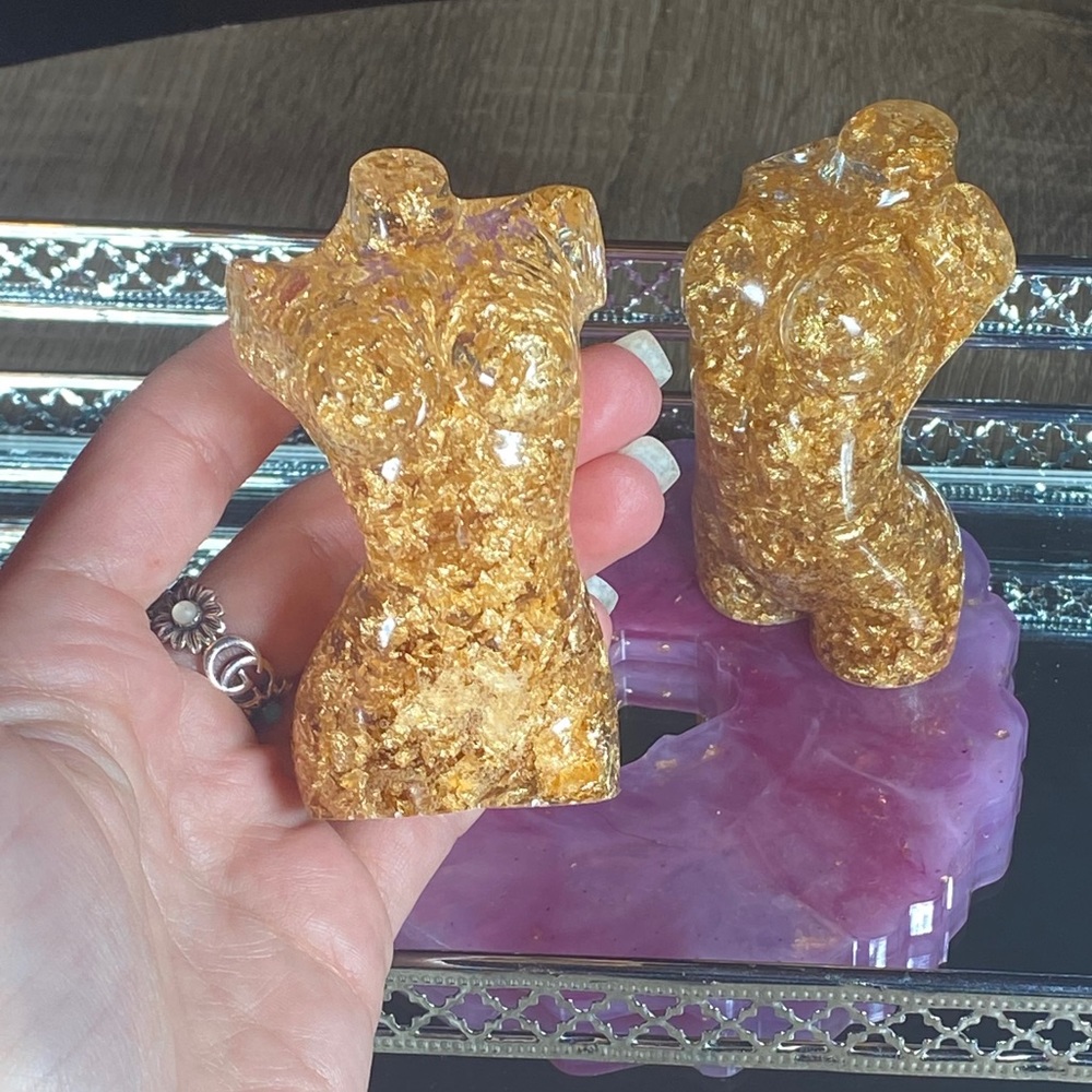 Gold Nude Woman Body Mini Statue Resin Art - Picture 9 of 16